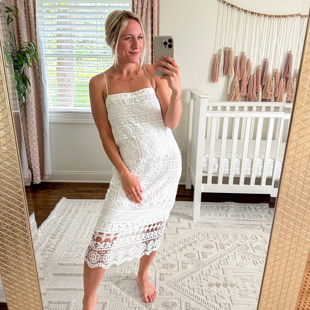 Greylin White Lace Midi Dress